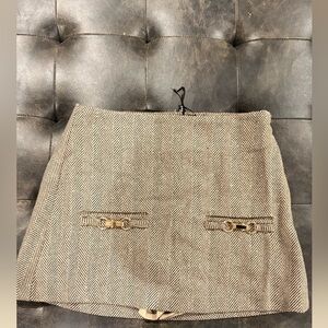 Elegant Brown Herringbone Skirt